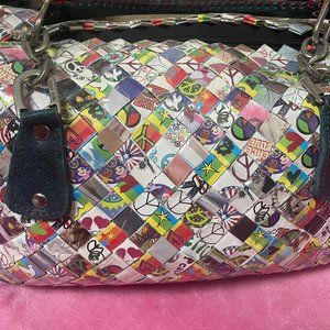 ♥ Vintage Nahui Ollin Large Bag/Purse Made from Recycled Wrappers & Leather ♥